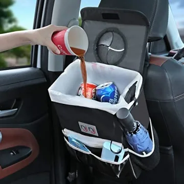 njnj Waterproof Car Trash Can Garbage Bin,Super Large Size Auto Trash Bag for Cars with Lid and Storage Pockets,Leak Proof Vehicle Car Organizer Hanging