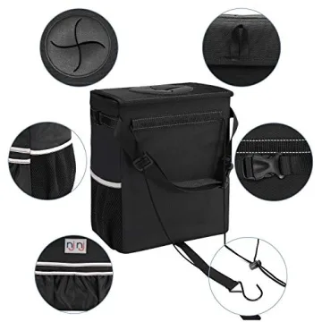 njnj Waterproof Car Trash Can Garbage Bin,Super Large Size Auto Trash Bag for Cars with Lid and Storage Pockets,Leak Proof Vehicle Car Organizer Hanging