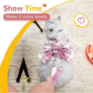 AXIIJGL Dog Harness for Small Dogs with Bow Small Harness for Girl Dogs with D-Ring Soft Mesh Adjust...