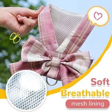 AXIIJGL Adjustable Dog Harness for Small Dogs with Bow
