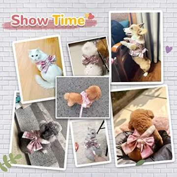 AXIIJGL Adjustable Dog Harness for Small Dogs with Bow