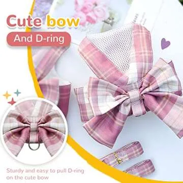 AXIIJGL Adjustable Dog Harness for Small Dogs with Bow