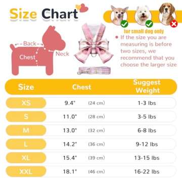 AXIIJGL Adjustable Dog Harness for Small Dogs with Bow