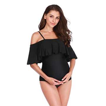 Stylish Maternity Off-Shoulder Swimsuit for Moms