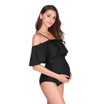 Stylish Maternity Off-Shoulder Swimsuit for Moms
