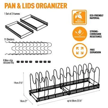 Mallnos Expandable Pot and Pan Organizer Rack for Kitchens