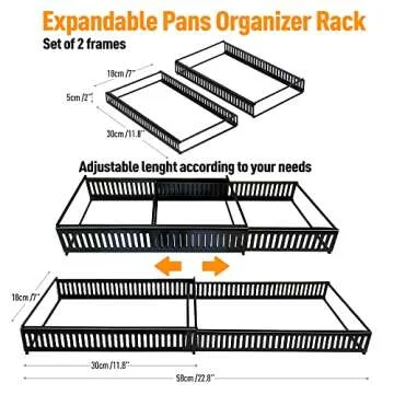 Mallnos Expandable Pot and Pan Organizer Rack for Kitchens