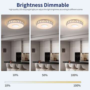 Galtlap Crystal Flush Mount Ceiling Light Modern LED Kitchen Ceiling Lighting Fixtures Crystal Ceili...