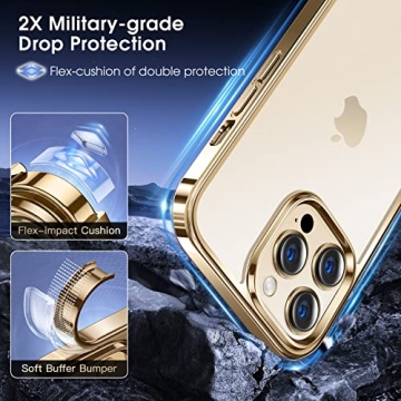 Alphex iPhone 14 Pro Case with Stylish Gold Bumper