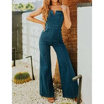 Glkaend Denim Jumpsuit for Women Sexy Sleeveless Slim Fit High Waist Fashion Jean Pants Rompers