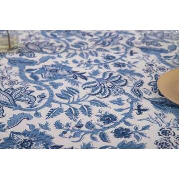 Labhanshi Indian Block Print Table Cloth|Jaipur Rectangle Floral Cotton Table Cover 60x90 Inch 6-Sea...
