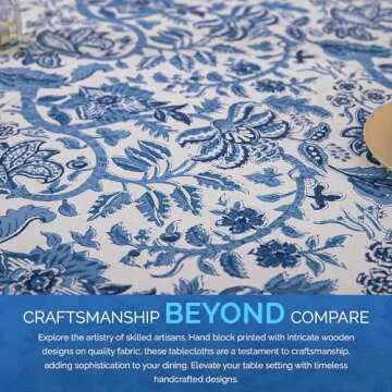 Handmade Indian Block Print Table Cloth - 60x90 Inches