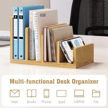Bamboo Mail Organizer with 4 Slots for Clutter-Free Desk
