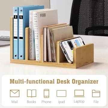 Bamboo Mail Organizer with 4 Slots for Clutter-Free Desk
