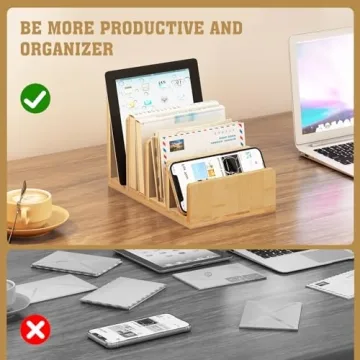 Bamboo Mail Organizer with 4 Slots for Clutter-Free Desk