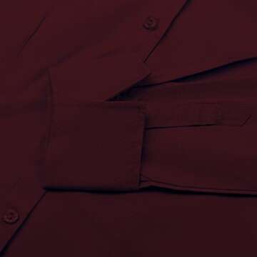 PIER 17 Button Down Shirts for Women, Tailored Long Sleeve Casual Business Professional Office Work Collared Dress Blouse Burgundy