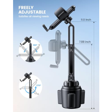 Lamicall Cup Holder Phone Holders for Your Car - [Thick Cases Friendly] Universal Adjustable Car Cell Phone Holder Mount for Truck Golf Cart iPhone Samsung Google and All 4-7" inches Smartphones