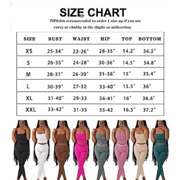 ZFLM Casual Workout Sets Two Piece Outfits for Women Ribbed Crop Tank Top High Waist Yoga Leggings Active Wear