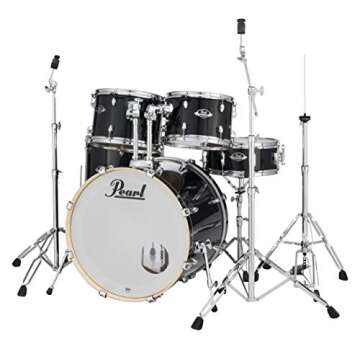 Pearl EXX725/C - 5-Piece Black Drum Set with Hardware