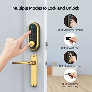 Smart Lock Deadbolt, Fingerprint Door Lock with Touch Screen Keypads, Bluetooth Electronic Keyless E...