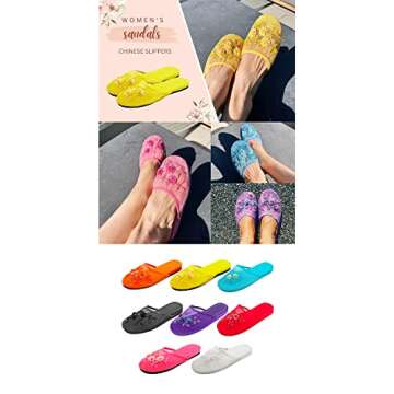 Cammie Women's Floral Beaded Mesh Silver Chinese Slippers 7 B(M) US