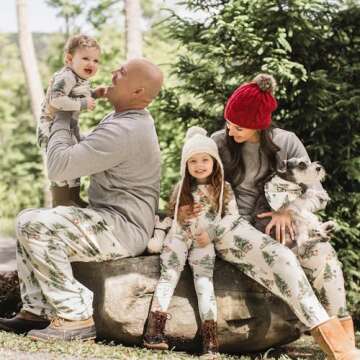 Burt's Bees Baby Unisex Baby Kids 2-Piece Family Jammies Matching Holiday Organic Cotton Pajamas, Christmas Tree Farm 2024, 6 Years