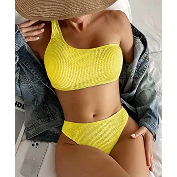 Stylish YIMISAN One Shoulder Bikini Set for Women