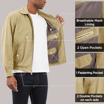 London Fog Men's Auburn Zip-Front Golf Jacket (Regular & Big-Tall Sizes), Camel, Large