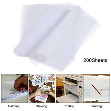 200 Sheets Tracing Paper 8.5 x 11 inches Artists Tracing Paper White Trace Translucent Clear Carbon for Pencil Sketching Printing Drawing Animation