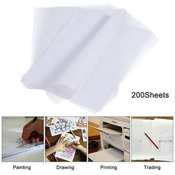 200 Sheets Tracing Paper 8.5 x 11 inches Artists Tracing Paper White Trace Translucent Clear Carbon for Pencil Sketching Printing Drawing Animation
