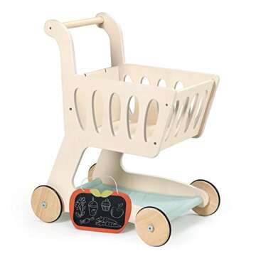 Tender Leaf Toys - Shopping Cart - Wooden Shopping Cart with Extra Storage - Perfect Role Play Toy, ...