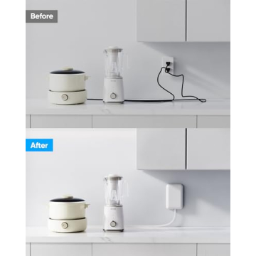 Olcorife Flat Extension Cord with 6 Outlets & USB Ports