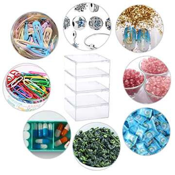 BTSKY Mini Clear Storage Boxes for Organizing Items