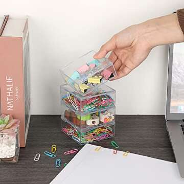 BTSKY Mini Clear Storage Boxes for Organizing Items