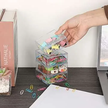 BTSKY Mini Clear Storage Boxes for Organizing Items