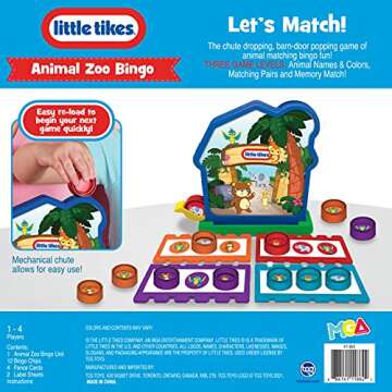 Little Tikes Animal Zoo Bingo Game for Kids 3-6