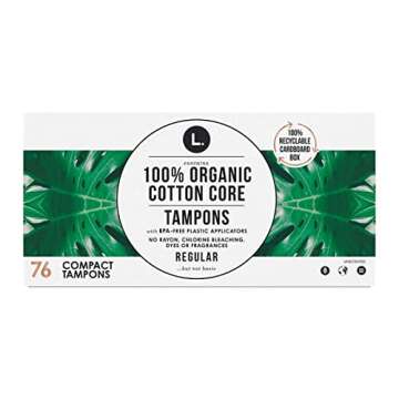 L. Organic 100% Cotton Core Tampons Regular - 76 Count