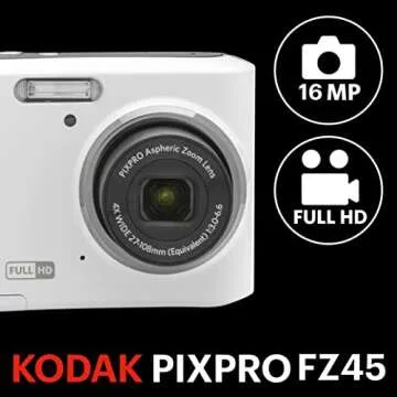 KODAK PIXPRO Friendly Zoom FZ45-WH 16MP Digital Camera with 4X Optical Zoom 27mm Wide Angle and 2.7"...