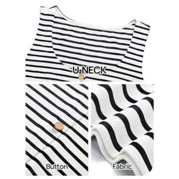 MEROKEETY Women's Summer Sleeveless Striped T Shirt Tank Midi Dress Casual Scoop Neck Bodycon Dresses, White, Small
