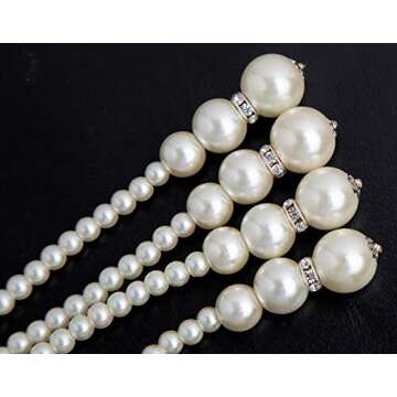 Cizoe 1920s Pearls Necklace Fashion Faux Pearls Gatsby Accessories Vintage Costume Jewelry Cream Long Necklace for Women(B-a-knot Pearl Necklace*2 + 59" Necklace*1-white)
