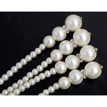 Cizoe 1920s Pearls Necklace Fashion Faux Pearls Gatsby Accessories Vintage Costume Jewelry Cream Long Necklace for Women(B-a-knot Pearl Necklace*2 + 59" Necklace*1-white)