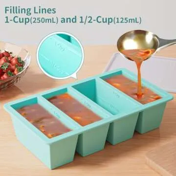 Silicone Freezer Tray for Sauce Cube: GGOW Silicone Freezing Tray for Broth Soup Storage - Freeze 250mL 125mL Souped Portion