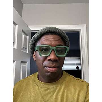 Thick Retro Square Sunglasses for Men Women Chunky Simple Designer Style Rectangle Shades with UV400 Protection(Green Frame/Green Lens)