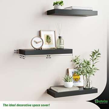 NEATERIZE Floating Shelves Set of 3 for Stylish Decor