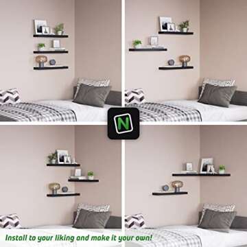 NEATERIZE Floating Shelves Set of 3 for Stylish Decor