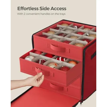SONGMICS Christmas Ornament Storage with Adjustable Dividers