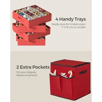 SONGMICS Christmas Ornament Storage with Adjustable Dividers