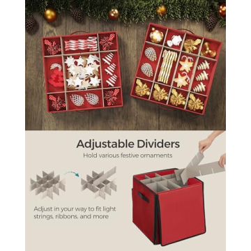 SONGMICS Christmas Ornament Storage with Adjustable Dividers