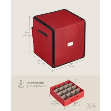 SONGMICS Christmas Ornament Storage with Adjustable Dividers
