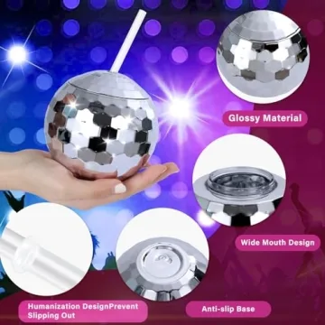 12 Disco Ball Cups for Party Fun - Reusable Drinkware